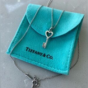 Tiffany’s heart key pendant in sterling silver.
